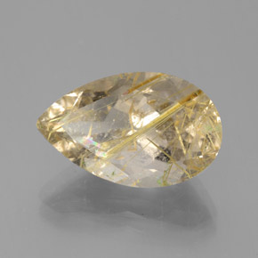 Quartzo rutilado amarelo natural 8,60ct, formato de pêra, transparente