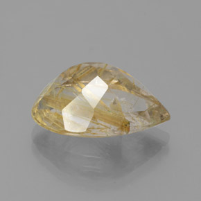 Quartzo rutilado amarelo natural 8,60ct, formato de pêra, transparente