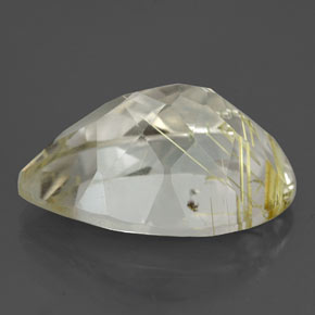 Quartzo rutilado amarelo natural 8,70ct, formato de pêra, transparente