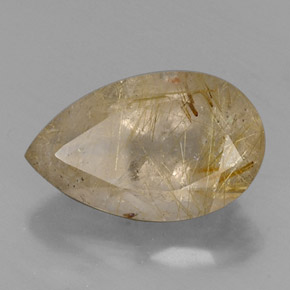 Quartzo rutilado amarelo natural 8,53ct, formato de pêra, transparente