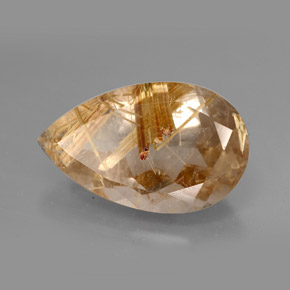 Quartzo rutilado amarelo natural 8,23ct, formato de pêra, opaco