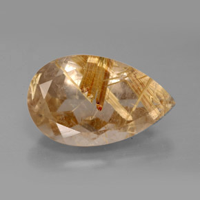 Quartzo rutilado amarelo natural 8,23ct, formato de pêra, opaco