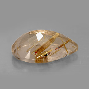 Quartzo rutilado amarelo natural 8,23ct, formato de pêra, opaco