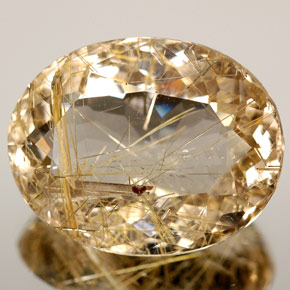 Quartzo rutilado amarelo natural 8,47ct, corte oval, transparente