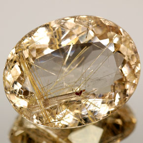 Quartzo rutilado amarelo natural 8,47ct, corte oval, transparente