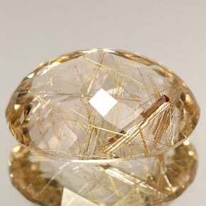 Quartzo rutilado amarelo natural 8,47ct, corte oval, transparente