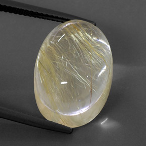 Quartzo rutilado amarelo natural 19,39ct, corte oval, transparente