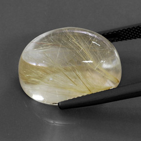 Quartzo rutilado amarelo natural 19,39ct, corte oval, transparente