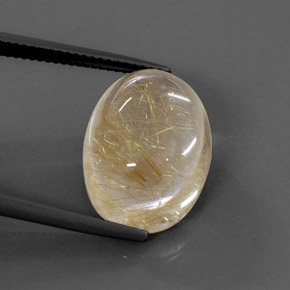 Quartzo rutilado amarelo natural 14,22ct, corte oval, transparente