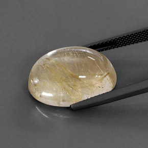 Quartzo rutilado amarelo natural 14,22ct, corte oval, transparente