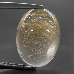 Quartzo rutilado amarelo natural 13,78ct, corte oval, transparente