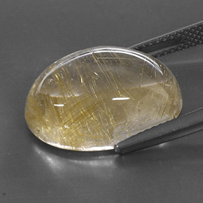 Quartzo rutilado amarelo natural 13,78ct, corte oval, transparente