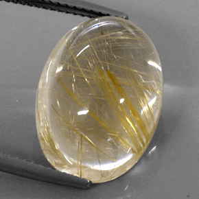 Quartzo rutilado amarelo natural 14,80ct, corte oval, transparente
