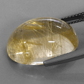 Quartzo rutilado amarelo natural 14,80ct, corte oval, transparente