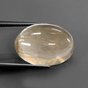 Quartzo rutilado amarelo natural 13,66ct, corte oval, transparente