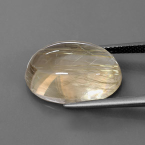 Quartzo rutilado amarelo natural 13,66ct, corte oval, transparente