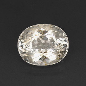 Quartzo rutilado amarelo natural 18,65ct, corte oval, transparente