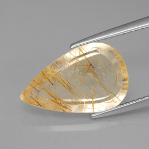 Quartzo rutilado amarelo natural 4,10ct, formato de pêra, transparente