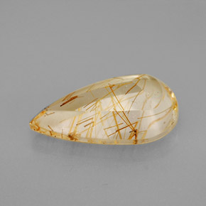 Quartzo rutilado amarelo natural 4,10ct, formato de pêra, transparente