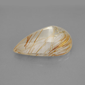 Quartzo rutilado amarelo natural 5,90ct, formato de pêra, transparente