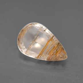 Quartzo rutilado incolor natural 3,41ct, formato de pêra, transparente