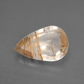 Quartzo rutilado incolor natural 3,41ct, formato de pêra, transparente