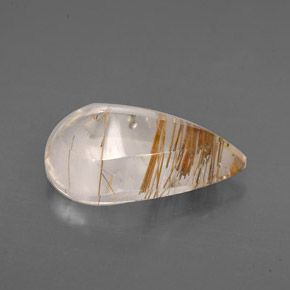 Quartzo rutilado incolor natural 3,41ct, formato de pêra, transparente