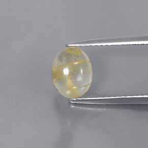Quartzo rutilado amarelo natural 1,51ct, corte oval, transparente