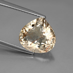 Quartzo rutilado amarelo natural 3,65ct, formato de pêra, transparente