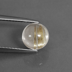 Quartzo rutilado amarelo natural 1,99ct, corte redondo, transparente