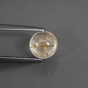 Quartzo rutilado amarelo natural 1,78ct, corte redondo, transparente