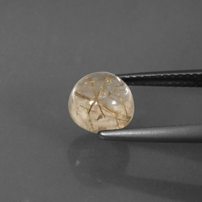 Quartzo rutilado amarelo natural 1,78ct, corte redondo, transparente