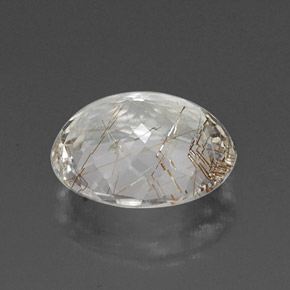 Quartzo rutilado amarelo natural 4,54ct, corte oval, transparente
