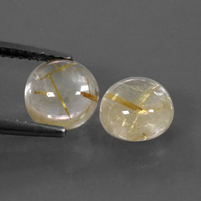 Pedras preciosas de quartzo rutilado amarelo natural de  ct, corte redondo, transparente