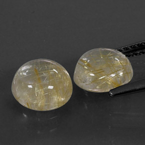 Pedras preciosas de quartzo rutilado amarelo natural de  ct, corte redondo, transparente