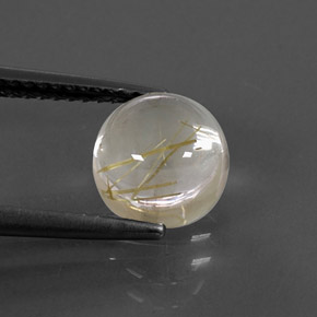 Quartzo rutilado amarelo natural 2,57ct, corte redondo, transparente