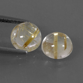 Pedras preciosas de quartzo rutilado amarelo natural de  ct, corte redondo, transparente