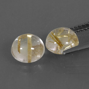 Pedras preciosas de quartzo rutilado amarelo natural de  ct, corte redondo, transparente