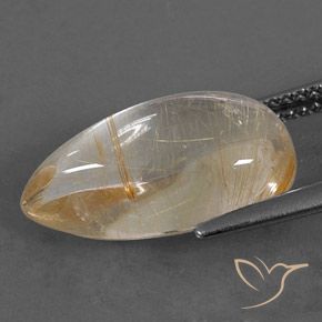 Quartzo Rutilo Castanho Dourado Muito Claro Natural 6.65ct, Formato de pêra, Transparente