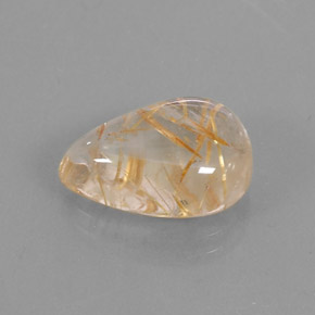 Quartzo rutilado amarelo natural 7,12ct, formato de pêra, transparente
