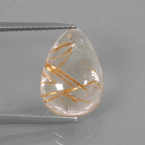 Quartzo rutilado amarelo natural 7,12ct, formato de pêra, transparente