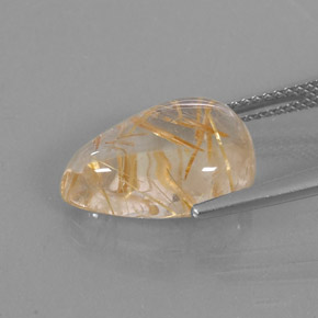 Quartzo rutilado amarelo natural 7,12ct, formato de pêra, transparente