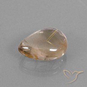 6.41ct Natural Castanho Dourado Muito Claro Quartzo Rutilo, Formato de pêra, Transparente