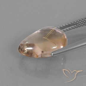 Quartzo Rutilo Castanho Dourado Muito Claro Natural 6.41ct, Formato de pêra, Transparente