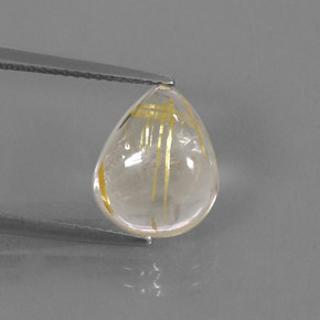 Quartzo rutilado amarelo natural 4,61ct, formato de pêra, transparente