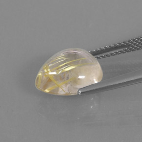 Quartzo rutilado amarelo natural 4,61ct, formato de pêra, transparente