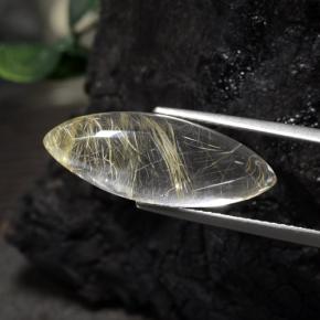 Quartzo rutilado amarelo natural 10,00ct, marquise, transparente