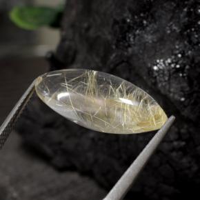 Quartzo rutilado amarelo natural 10,00ct, marquise, transparente