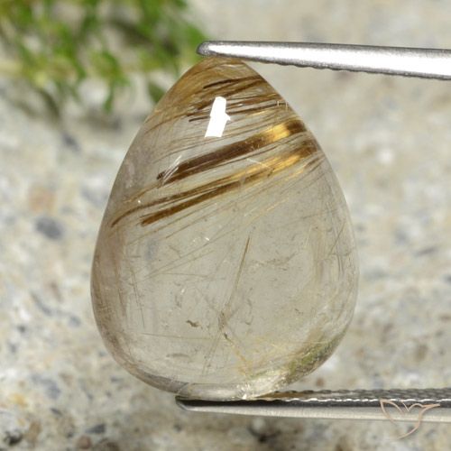 10.69ct Natural Luz amarela Quartzo Rutilo, Formato de pêra, Transparente