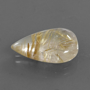 Quartzo rutilado amarelo natural 6,38ct, formato de pêra, transparente